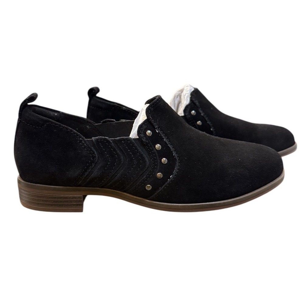 Clarks Trish Bell Size 6.5 W Suede Studded Slip-On Shoes Black Western‎ Bootie